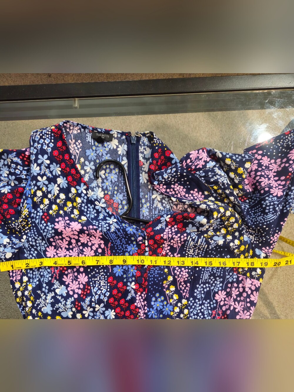 Talbots Navy Floral Button-Front Midi Dress Size 12p - Picture 11 of 13